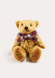 Limited Edition Merrythought & Pepa Teddy Bear with Grosvenor Tartan Bow in Red (S-M) Toys from Pepa London