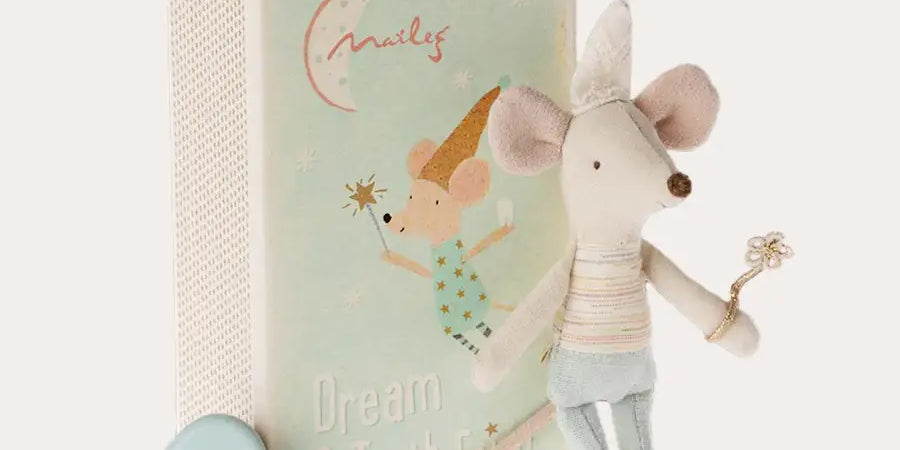 Tooth fairy mouse Little brother in a Matchbox in Blue from Pepa London