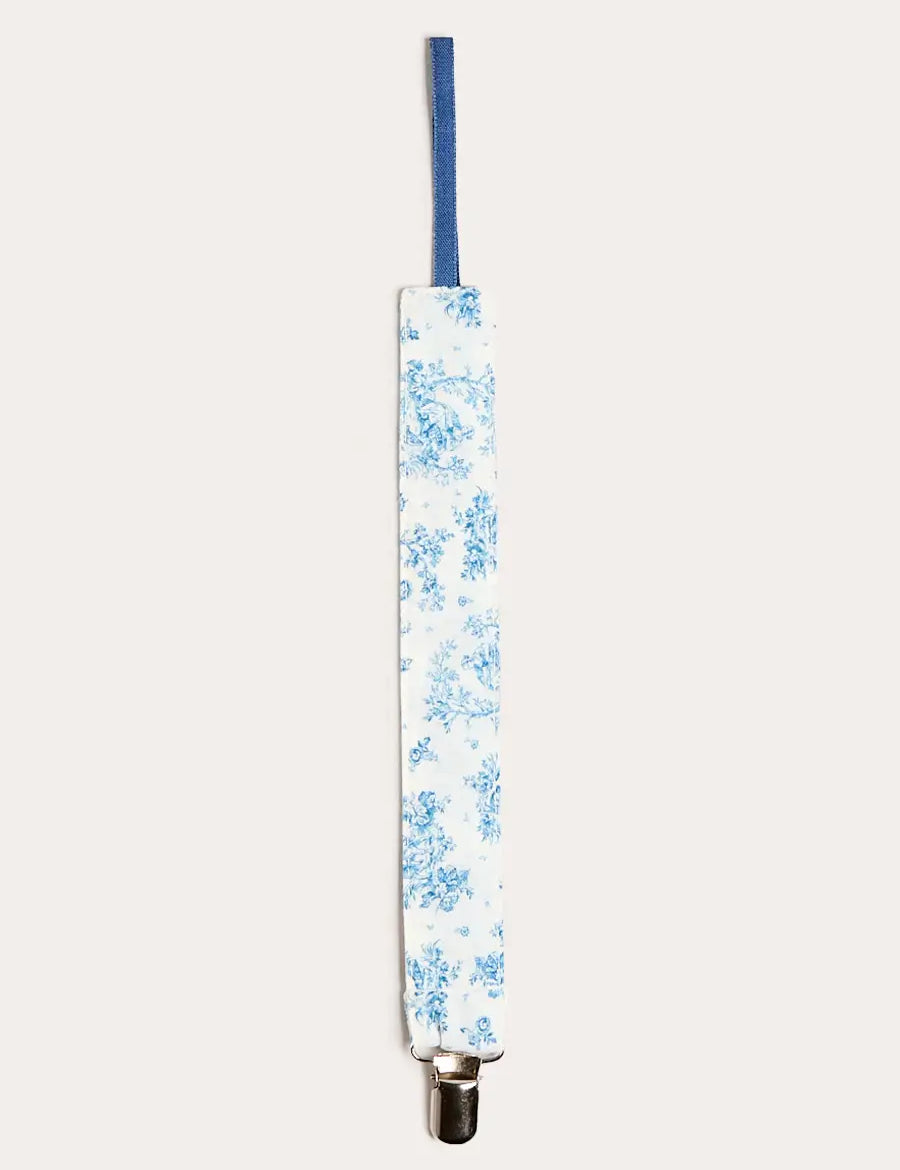 Audrey Toile Dummy Clip in Blue Accessories from Pepa London