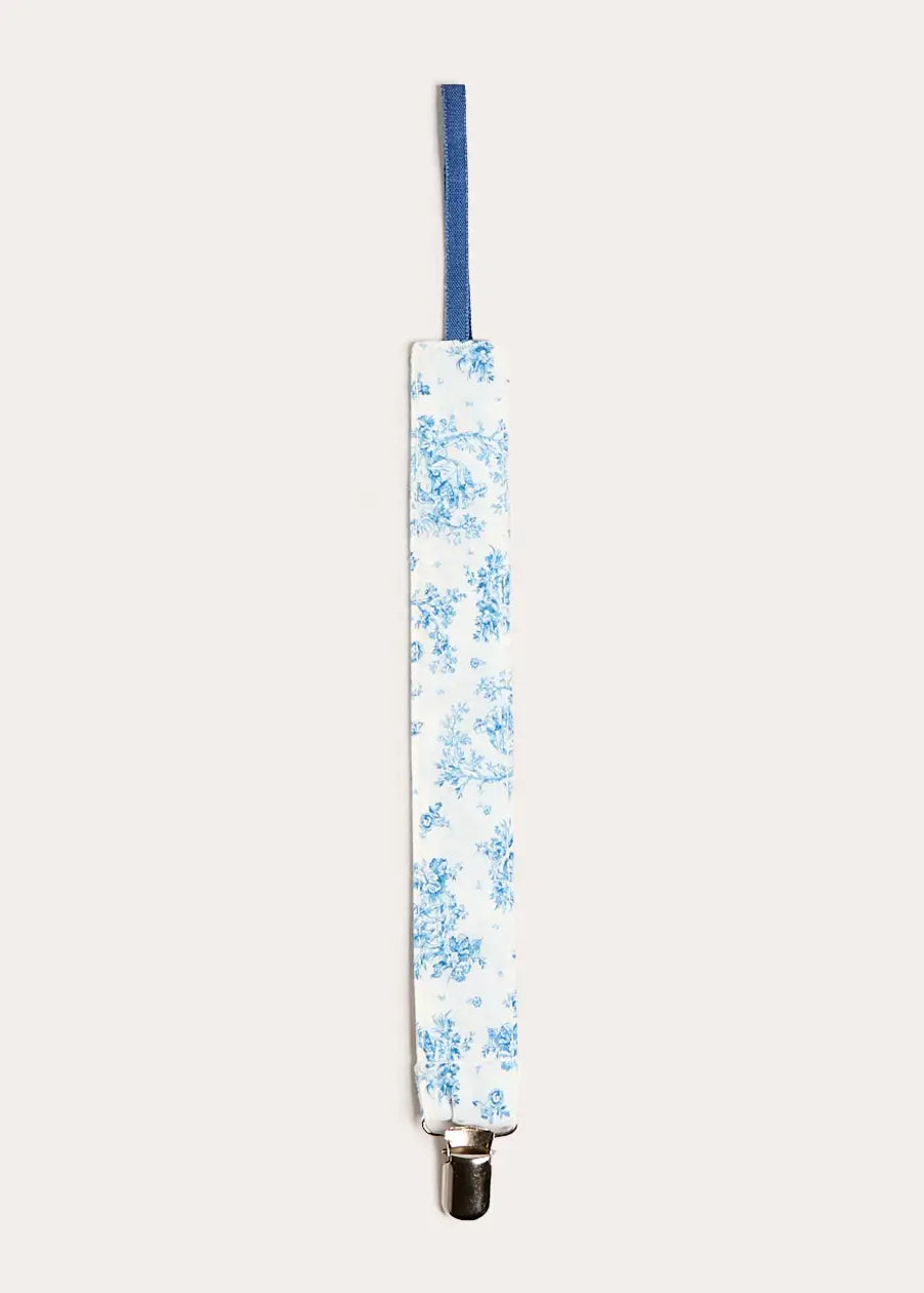Audrey Toile Dummy Clip in Blue Accessories from Pepa London