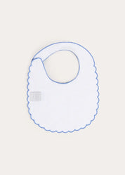 Victoria Gingham Scallop Edge Lined Bib in Blue Accessories from Pepa London