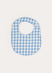Victoria Gingham Scallop Edge Lined Bib in Blue Accessories from Pepa London