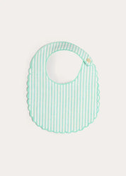 Wimbledon Stripe Scallop Edge Lined Bib in Green Accessories from Pepa London