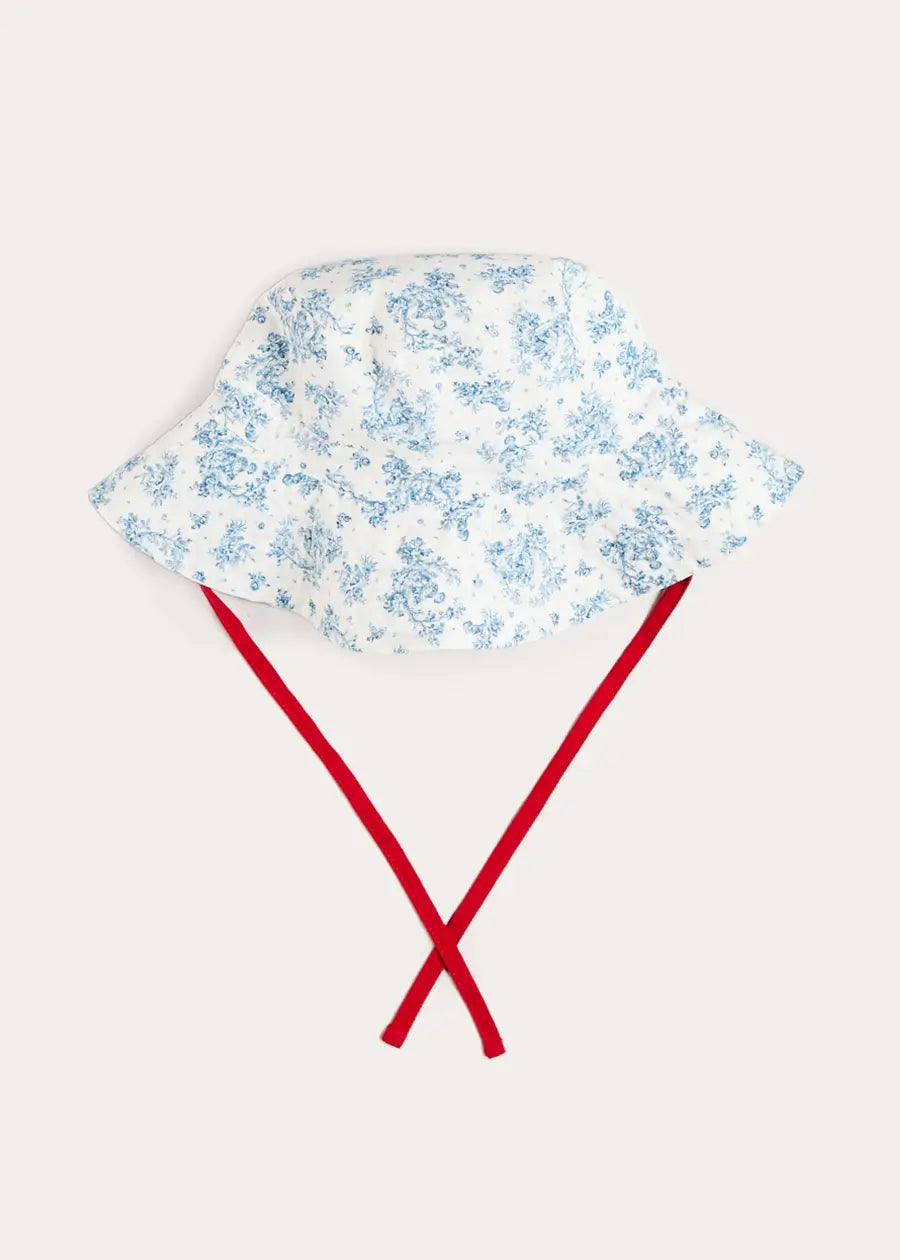 Audrey Toile Beach Hat in Blue (S-L) Accessories from Pepa London