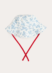 Audrey Toile Beach Hat in Blue (S-L) Accessories from Pepa London