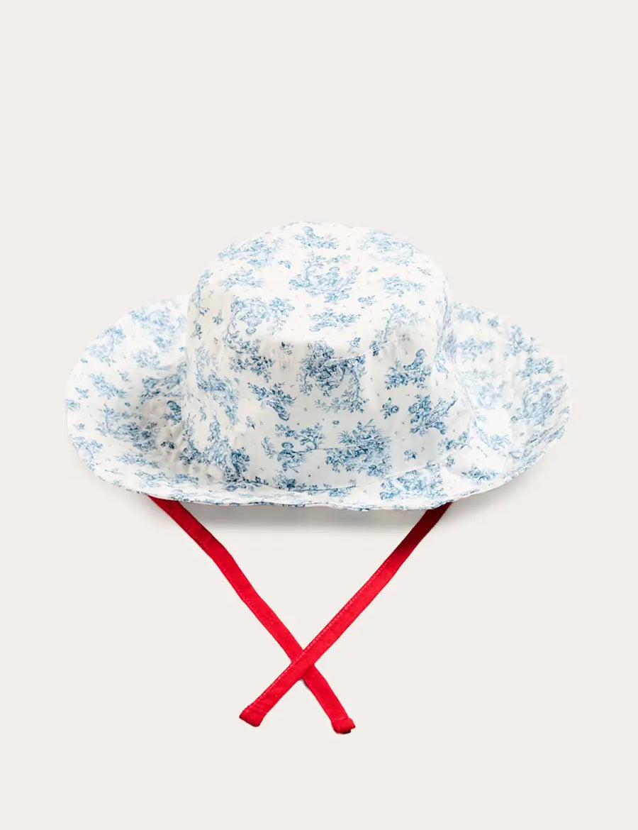 Audrey Toile Beach Hat in Blue (S-L) Accessories from Pepa London
