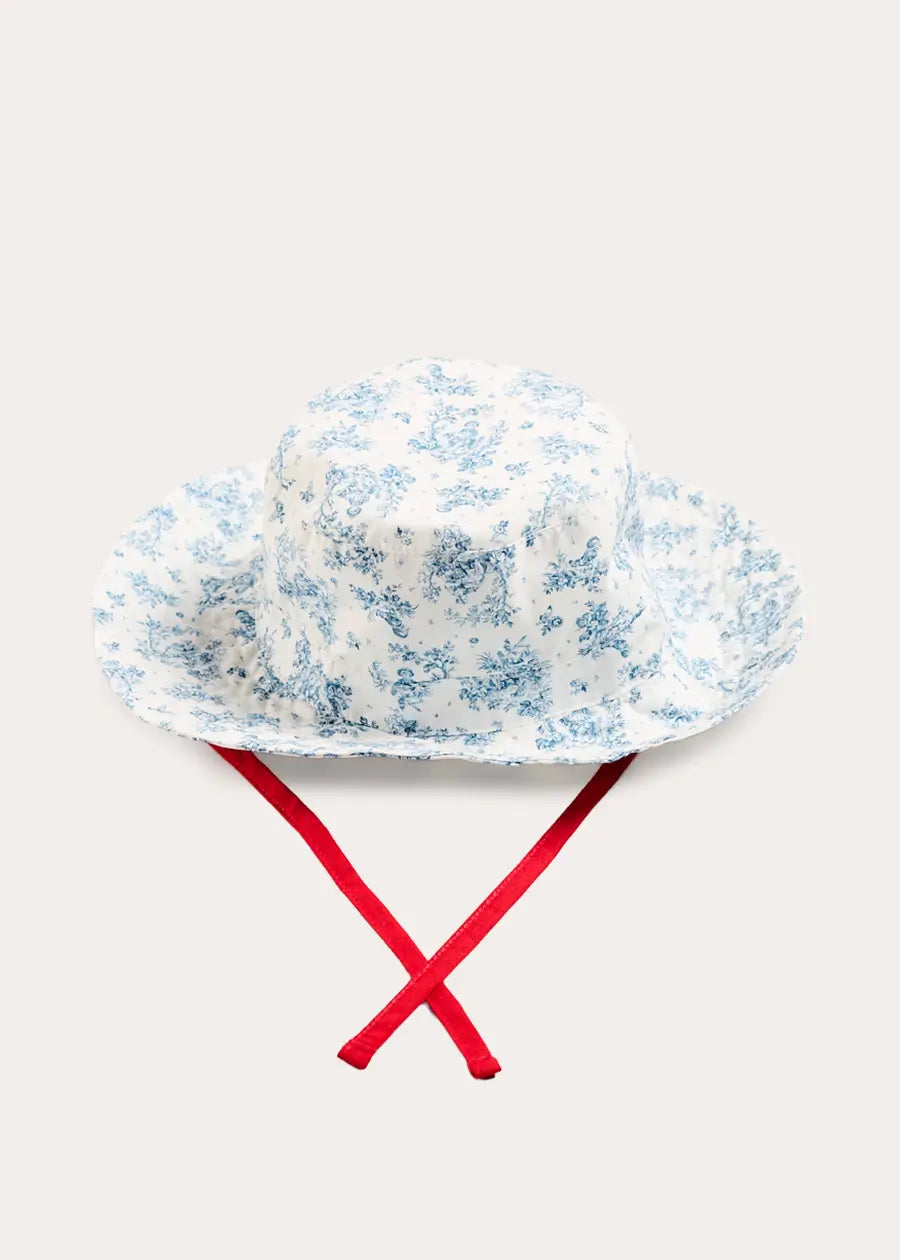 Audrey Toile Beach Hat in Blue (S-L) Accessories from Pepa London