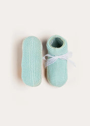 Lace Detail Knitted Booties in Sage Green (0-6mths) Shoes from Pepa London