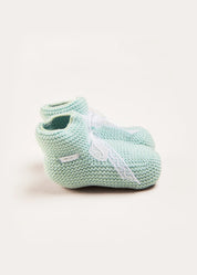 Lace Detail Knitted Booties in Sage Green (0-6mths) Shoes from Pepa London