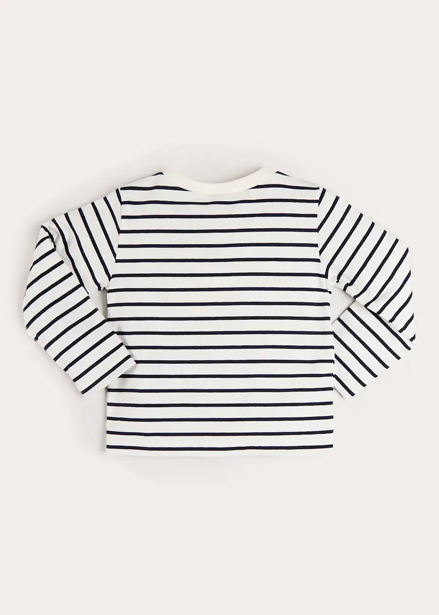 Sailor Stripe Long Sleeve Pocket Detail Top in White (2-10yrs) TOPS & BODYSUITS from Pepa London