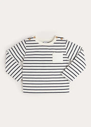 Sailor Stripe Long Sleeve Pocket Detail Top in White (2-10yrs) TOPS & BODYSUITS from Pepa London