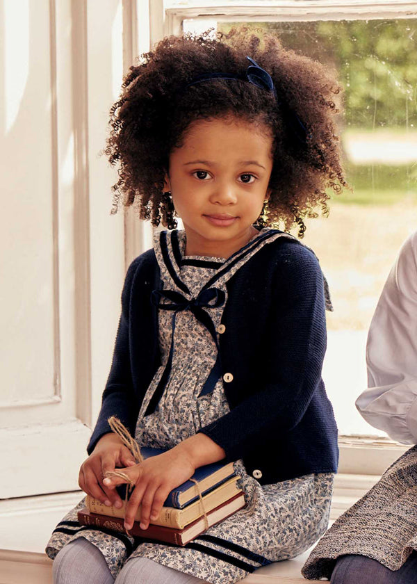The Blue Floral Evelyn Mariner Dress Baby Girl Look Look  from Pepa London