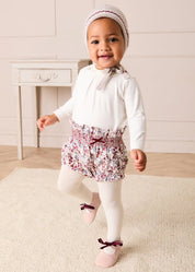 Louisa Floral Velvet Bow Detail Bloomers in Burgundy (1mth-3yrs) Bloomers from Pepa London