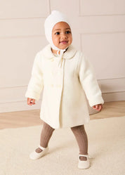 Double Breasted Knitted Buttoned Coat in White (6mths-2yrs) Coats from Pepa London