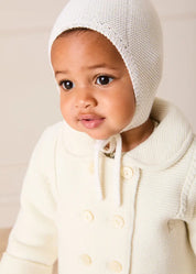 Double Breasted Knitted Buttoned Coat in White (6mths-2yrs) Coats from Pepa London