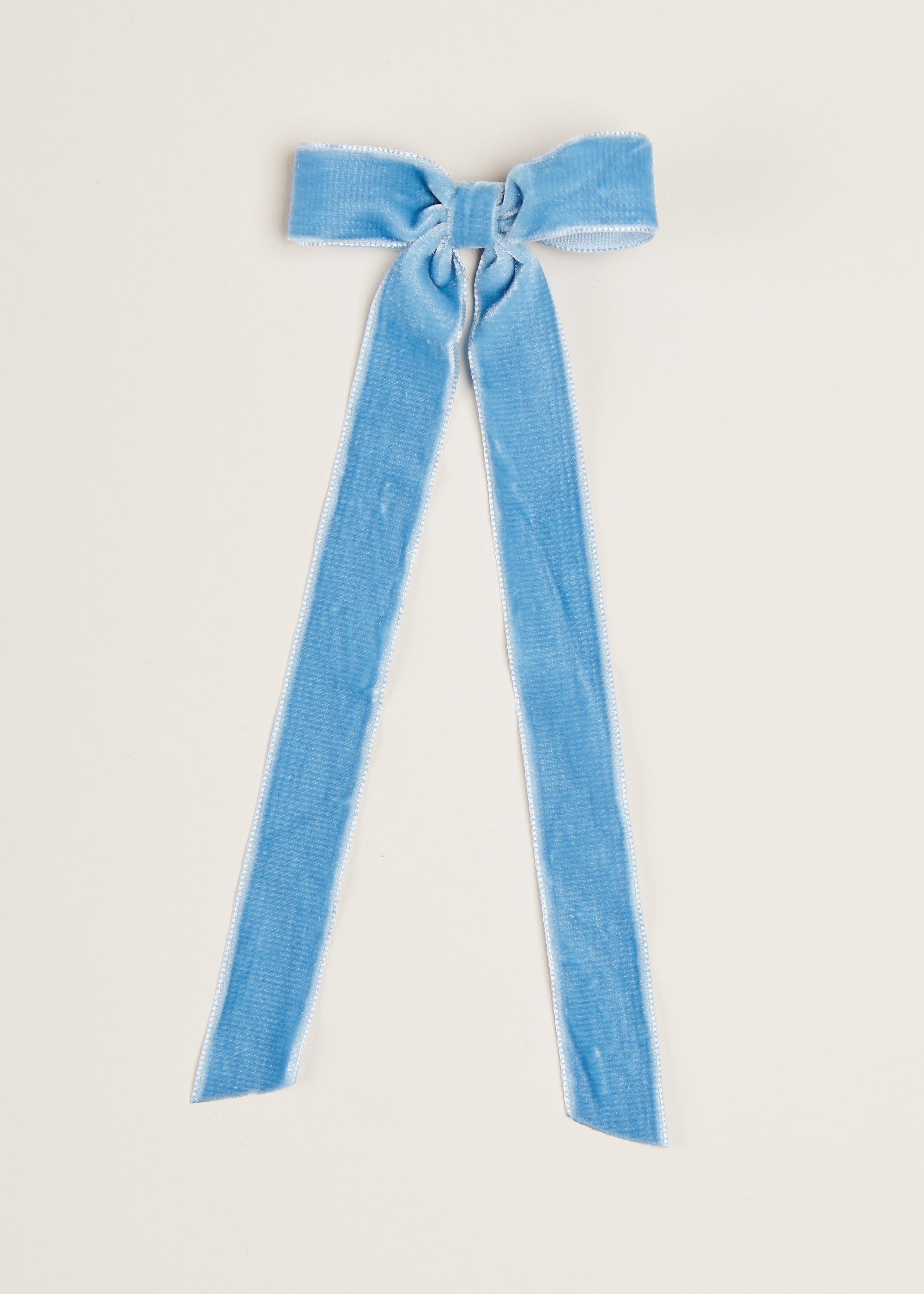 Velvet Long-Bow Clip in Blue HAIR ACCESSORIES from Pepa London