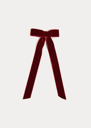Velvet Long-Bow Clip in Burgundy Hair Accessories  from Pepa London