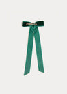 Velvet Long-Bow Clip in Green Hair Accessories  from Pepa London