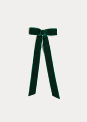 Velvet Long-Bow Clip in Green Hair Accessories  from Pepa London
