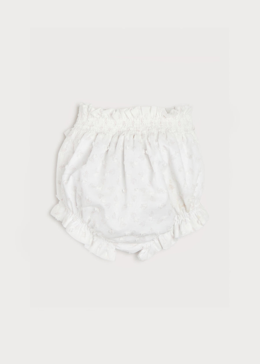 Big Bow Detail Floral Bloomers in White (0-6mths) Bloomers  from Pepa London