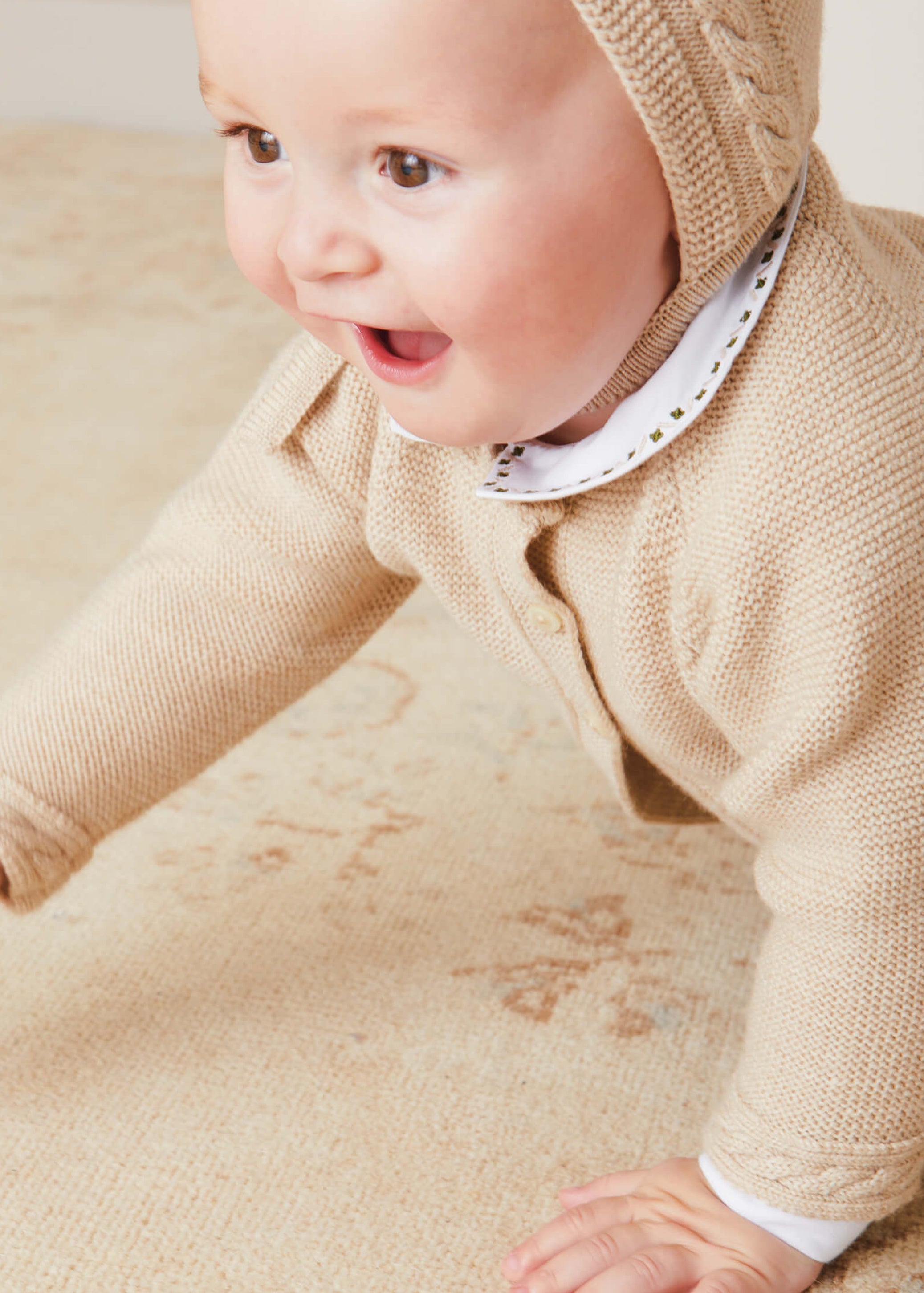 Embroidered Polo Collar Bodysuit in White (0mths-3yrs) Tops & Bodysuits from Pepa London