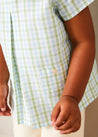 Maxwell Gingham Peter Pan Collar Short Sleeve Shirt in Green (18mths-5yrs) Shirts from Pepa London