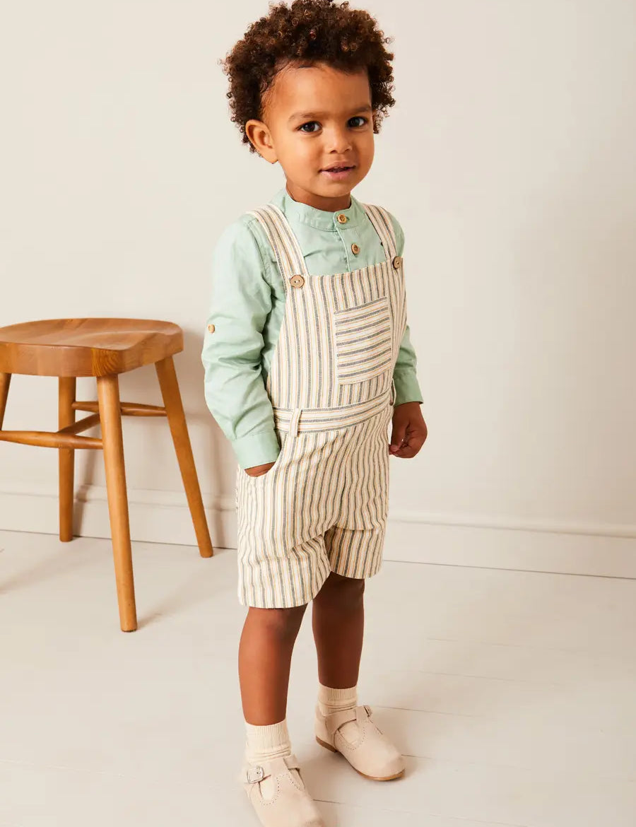 Holland Striped Pocket Front Dungarees in Green (18mths-4yrs) DUNGAREES from Pepa London