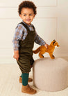 Corduroy Pocket Front Dungarees in Green (18mths-4yrs) Dungarees  from Pepa London