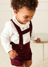 Velvet Button Detail Shorts with Braces in Burgundy (18mths-4yrs) Shorts  from Pepa London