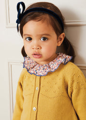 Openwork Buttoned Cardigan in Mustard (12mths-10yrs) Knitwear  from Pepa London