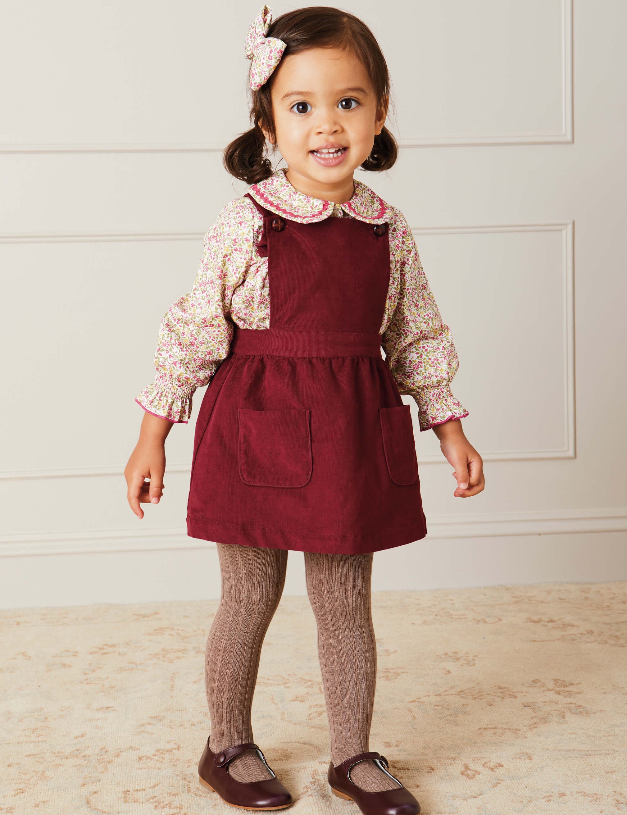 Corduroy Skirt With Pinafore Braces In Burgundy (12mths-3yrs) SKIRTS  from Pepa London
