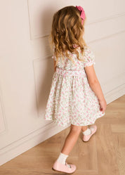 Alice Floral Double Breasted Hand Smocked Dress in Pink (12mths- 10yrs) Dresses from Pepa London