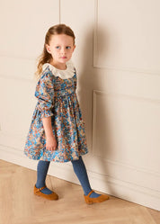 Margaret Annie Floral Frill Collar Dress Made With Liberty Fabric in Blue (18mths-10yrs) Dresses from Pepa London
