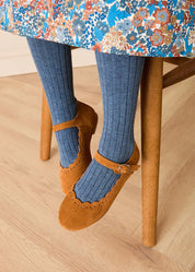 Suede Camel Brogue Detail Mary Jane Shoes in Camel (24-36EU) Shoes from Pepa London