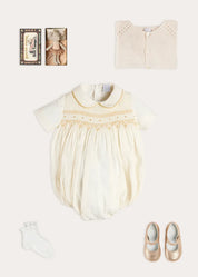 The White Hand Smocked Baby Girl Romper Look Look from Pepa London