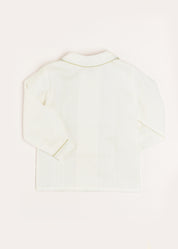 Double-Breasted Peter Pan Collar Shirt with Green Silk Piping (12mths-10yrs) SHIRTS from Pepa London