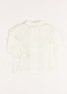 Double-Breasted Peter Pan Collar Long Sleeve Shirt with Beige Silk Piping (2-10yrs) Shirts  from Pepa London