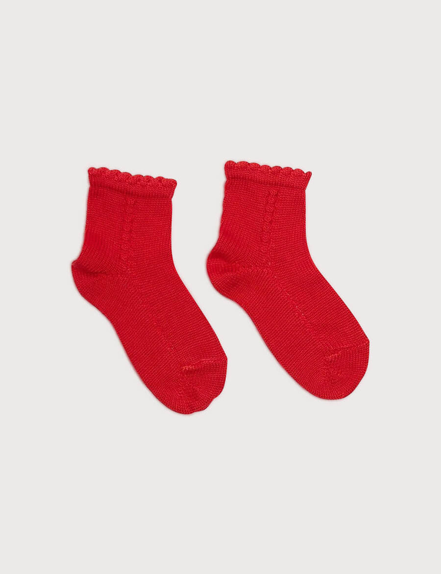 Openwork short socks - Red (3mths-8yrs) Socks  from Pepa London