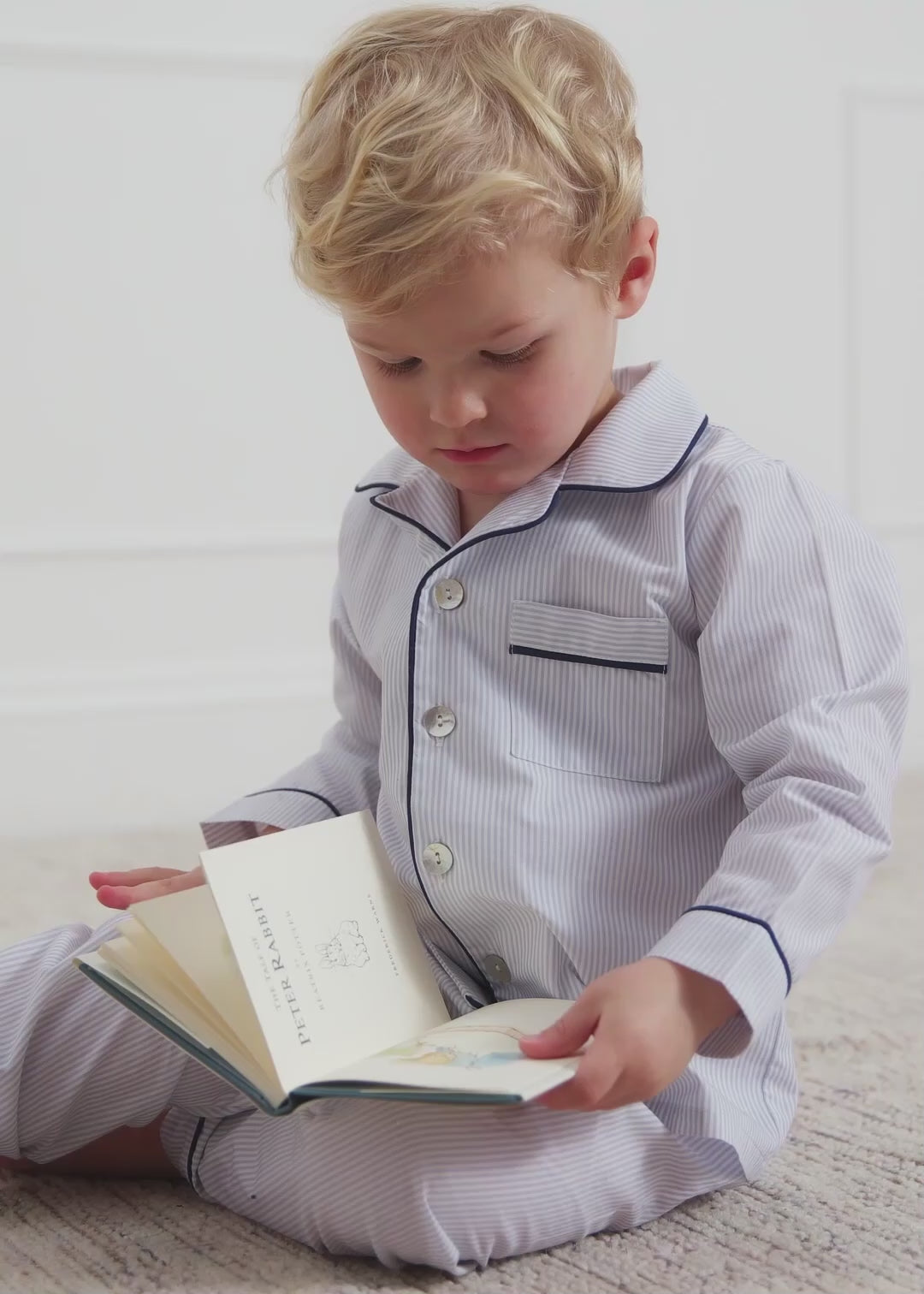 Striped Chest Pocket Pyjamas in Blue (12mths-10yrs) Nightwear from Pepa London