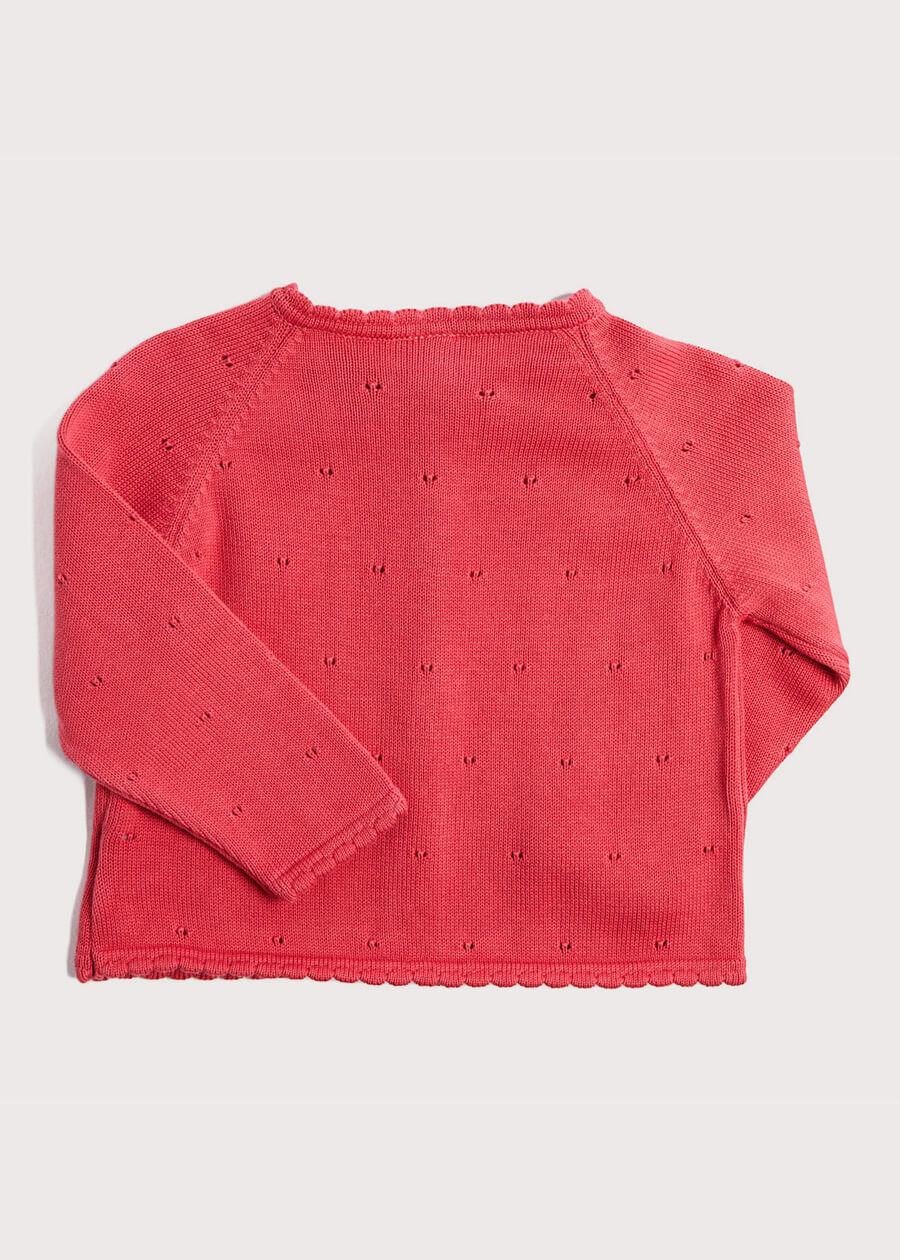Openwork Cardigan in Raspberry Pink (6mths-10yrs) Knitwear  from Pepa London