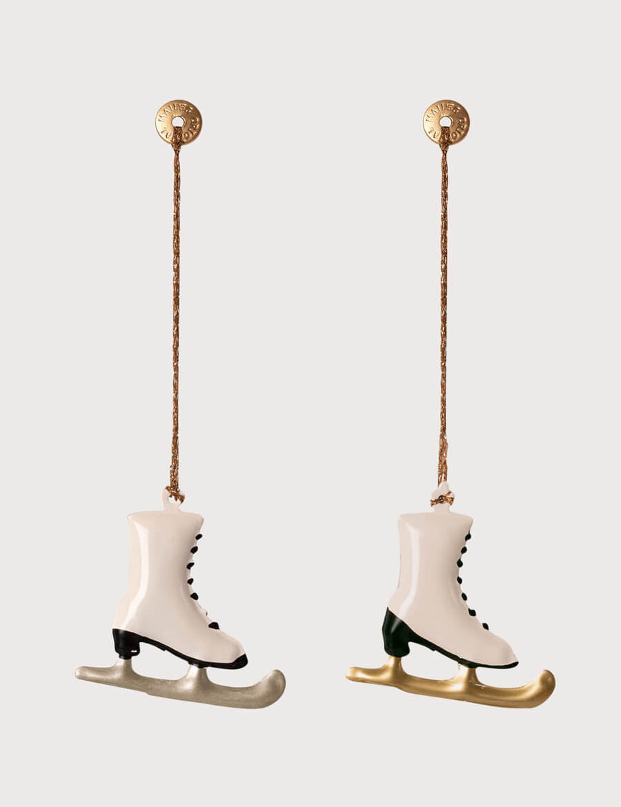 Hand Painted Ice Skates Christmas Ornament (Set Of 2) in White Toys  from Pepa London