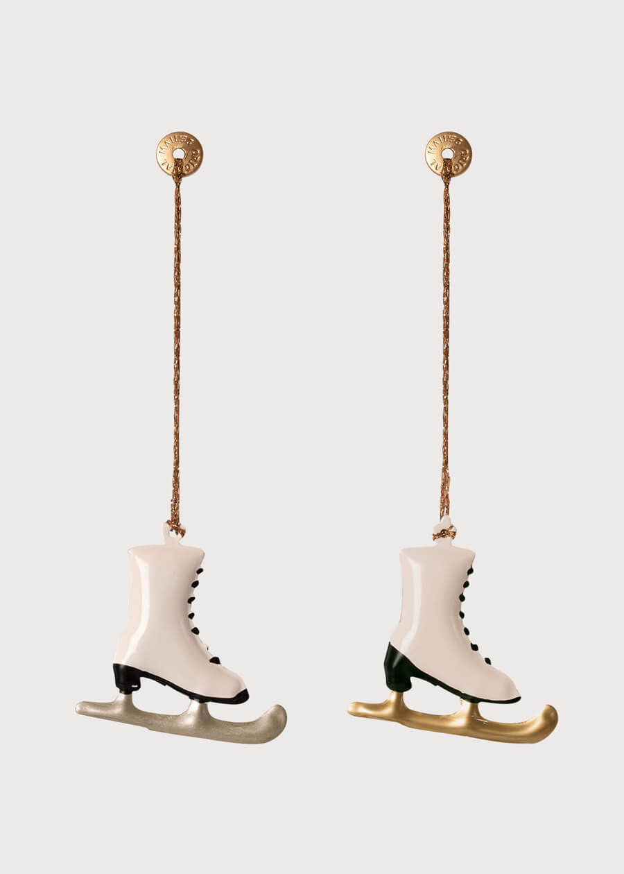 Hand Painted Ice Skates Christmas Ornament (Set Of 2) in White Toys  from Pepa London