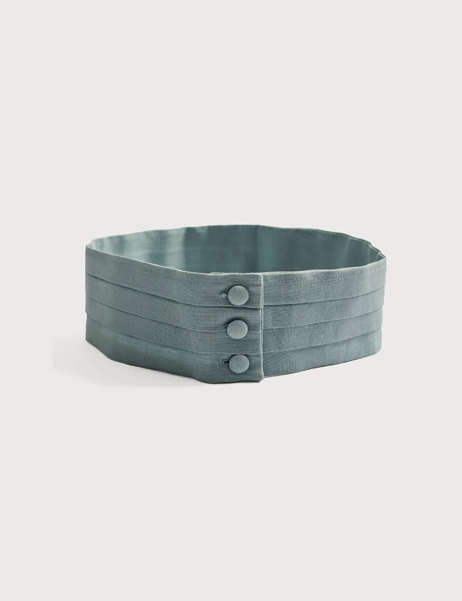 Teal Linen Pageboy Cummerbund Belts  from Pepa London