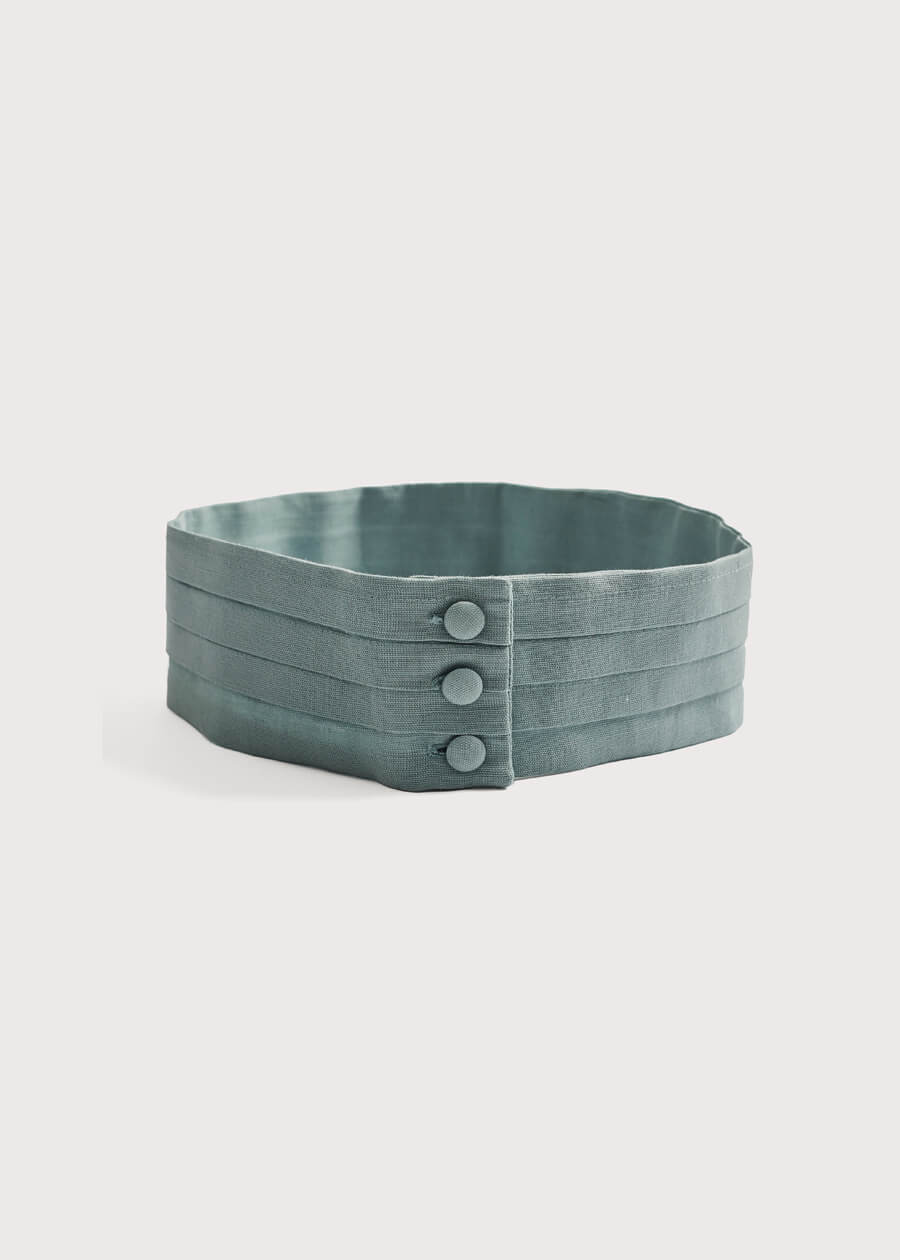 Teal Linen Pageboy Cummerbund Belts  from Pepa London