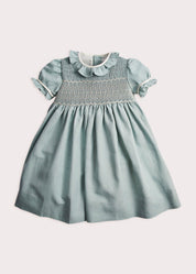 Hand Smocked Flower Girl Occasion Dress in Teal & Ivory (12mths-8yrs) Dresses  from Pepa London