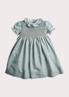Handsmocked Flower Girl Occasion Dress in Teal & Ivory (12mths-8yrs) Dresses  from Pepa London