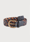 Navy & Brown Leather Braided Belt Belts & Braces  from Pepa London