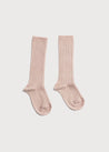 Light Pink Ribbed Knee-High Socks (3mths-8yrs) Socks  from Pepa London