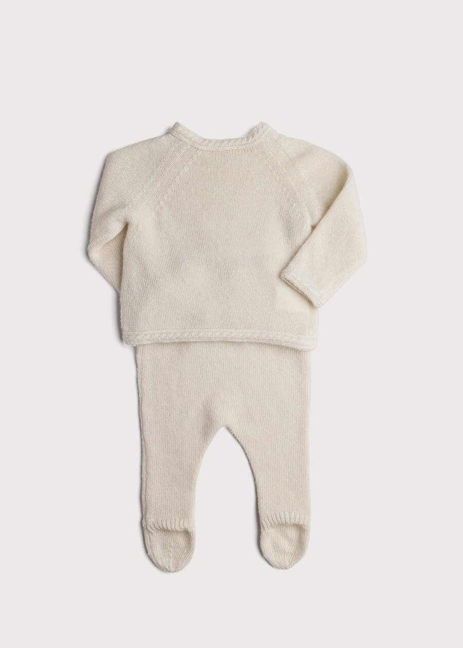 White Cashmere Set with Jumper and Trousers (0-6mths) Sets  from Pepa London