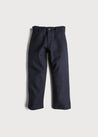 Navy Wool Blend Trousers (4-10yrs) Trousers  from Pepa London